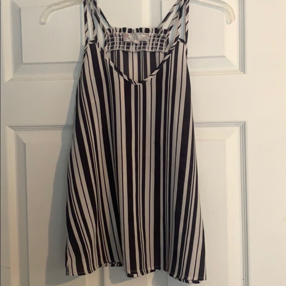 Striped navy and white tank top